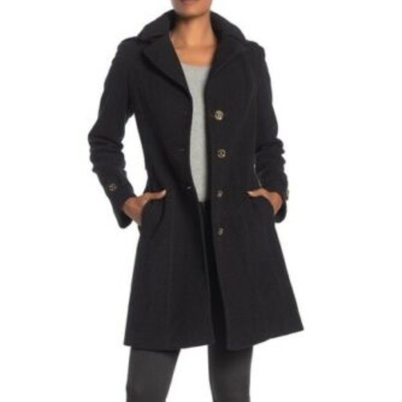 Michael Kors Jackets & Blazers - NEW Michael Kors Single Breasted Notch Wool Removable belt dark grey charcoal 2X